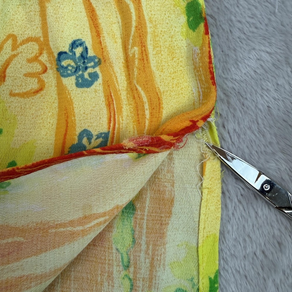 Vtg Big Hed Designs Dress Womens XL Yellow Floral Maxi Sundress Beach Funky Lady - Picture 12 of 12